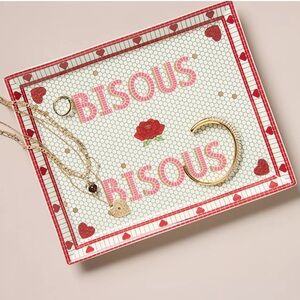 Anthropologie Hearts Bistro Tile Stoneware Vanity Tray